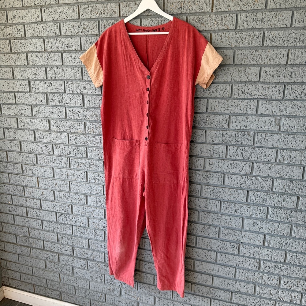 Happy French Gang Natural Texture Jumpsuit S/M LagenLook Boho Romper - Picture 5 of 13